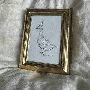 Gold Picture Frame with Simple Duck Sketch